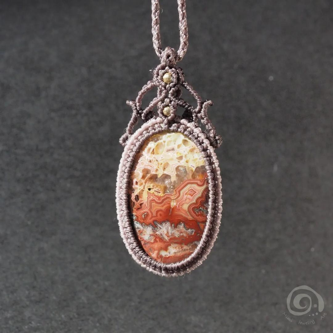 クレイジーレースアゲート マクラメ ネックレス ルドラクシャ