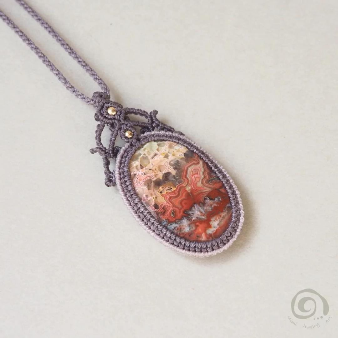 クレイジーレースアゲート マクラメ ネックレス ルドラクシャ