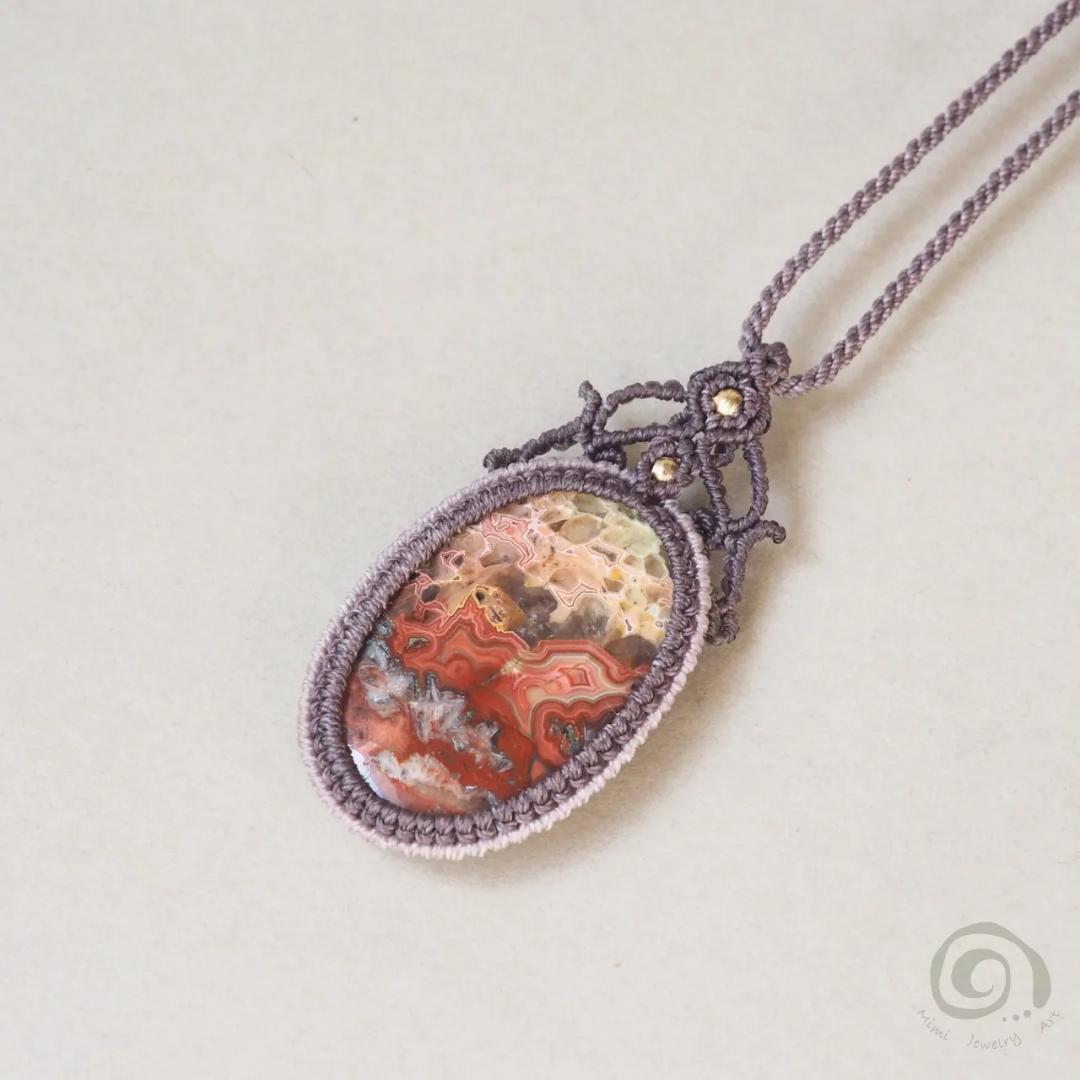 クレイジーレースアゲート マクラメ ネックレス ルドラクシャ