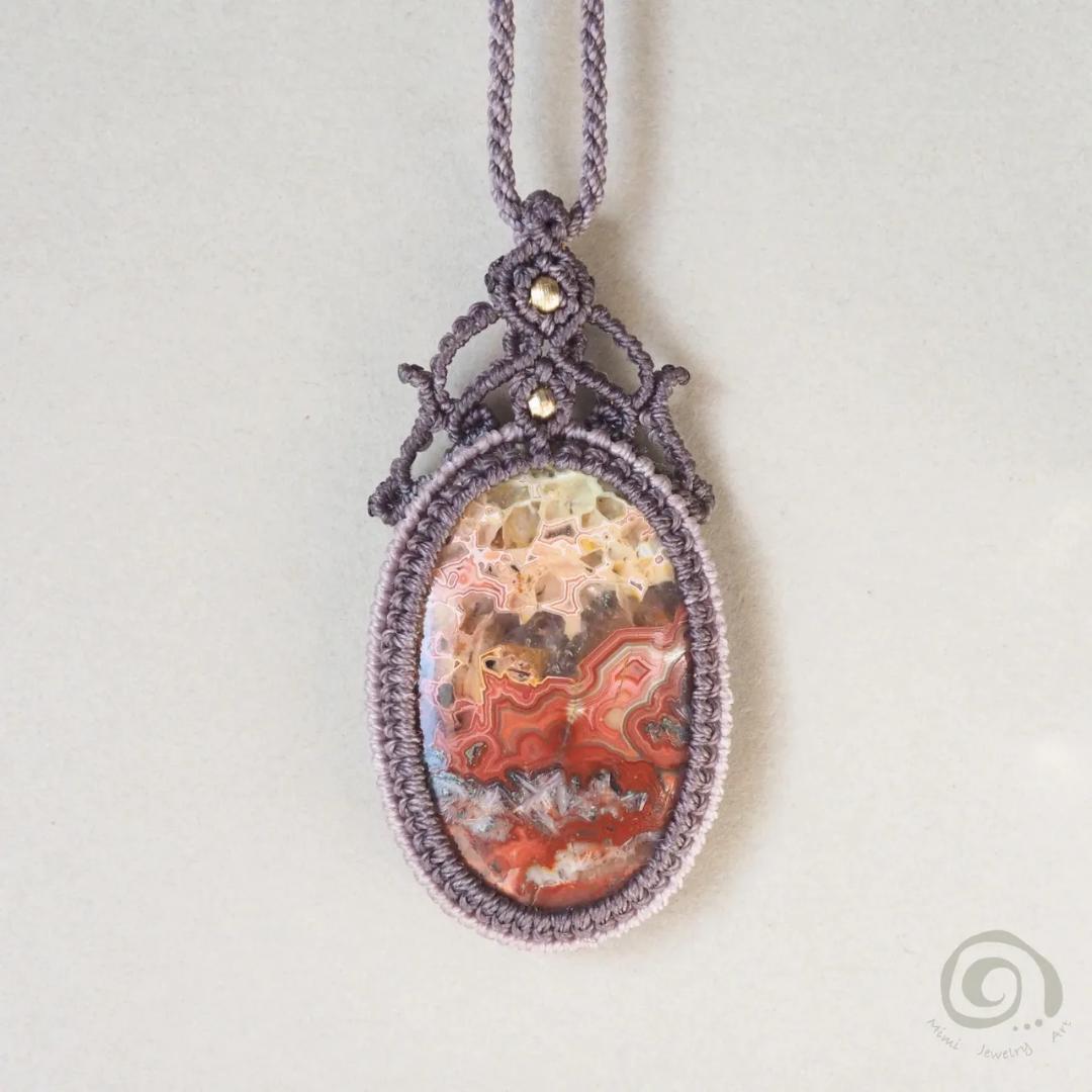 クレイジーレースアゲート マクラメ ネックレス ルドラクシャ