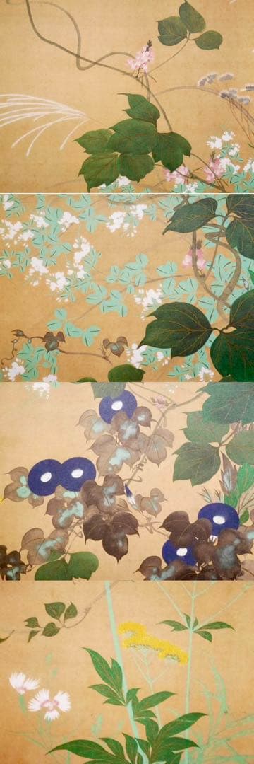 【酒井抱一　七草図　複製工藝品　掛軸】骨董　アンティーク　インテリア