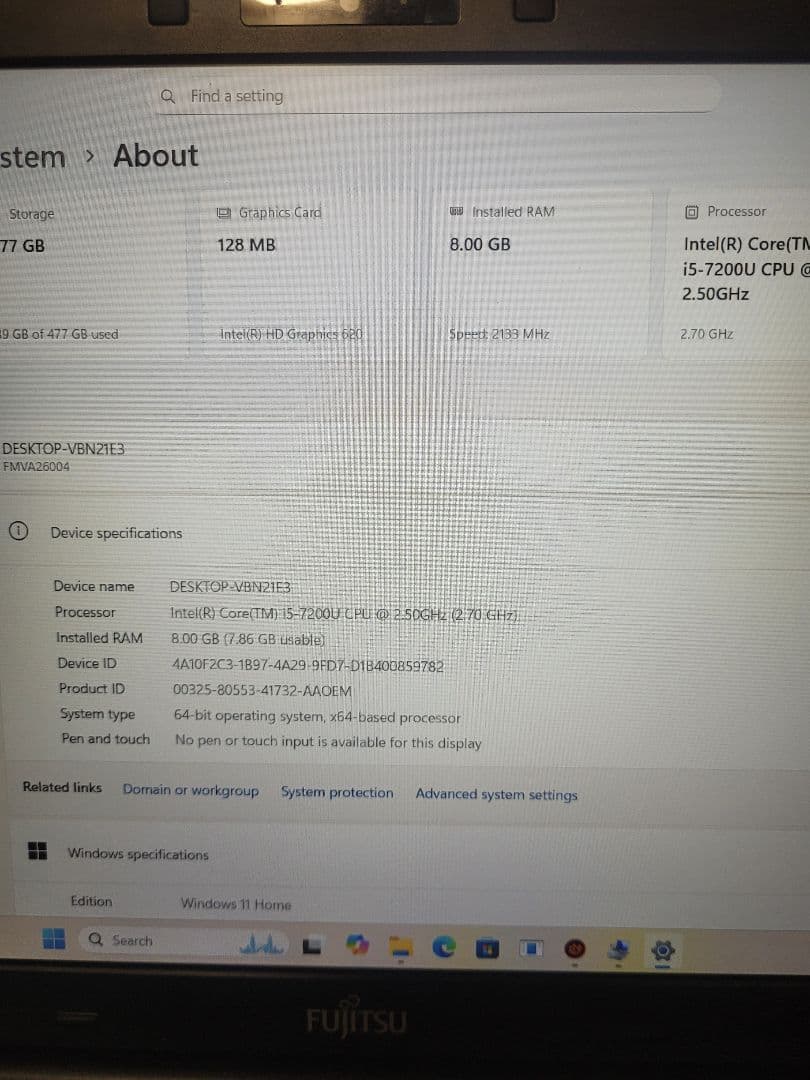 Fujitsu Lifebook 15.6インチ ブラック