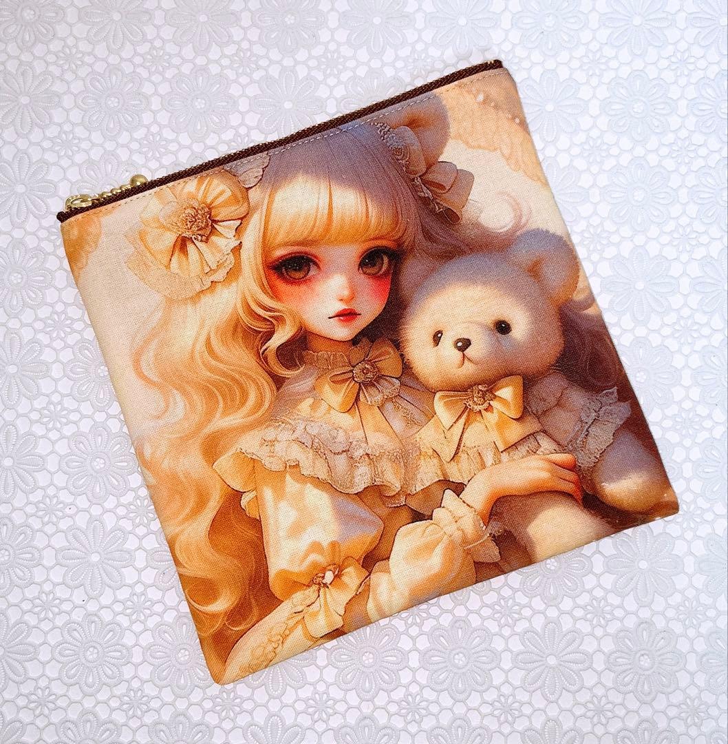 フラットポーチ♡女の子＆ポメラニアン