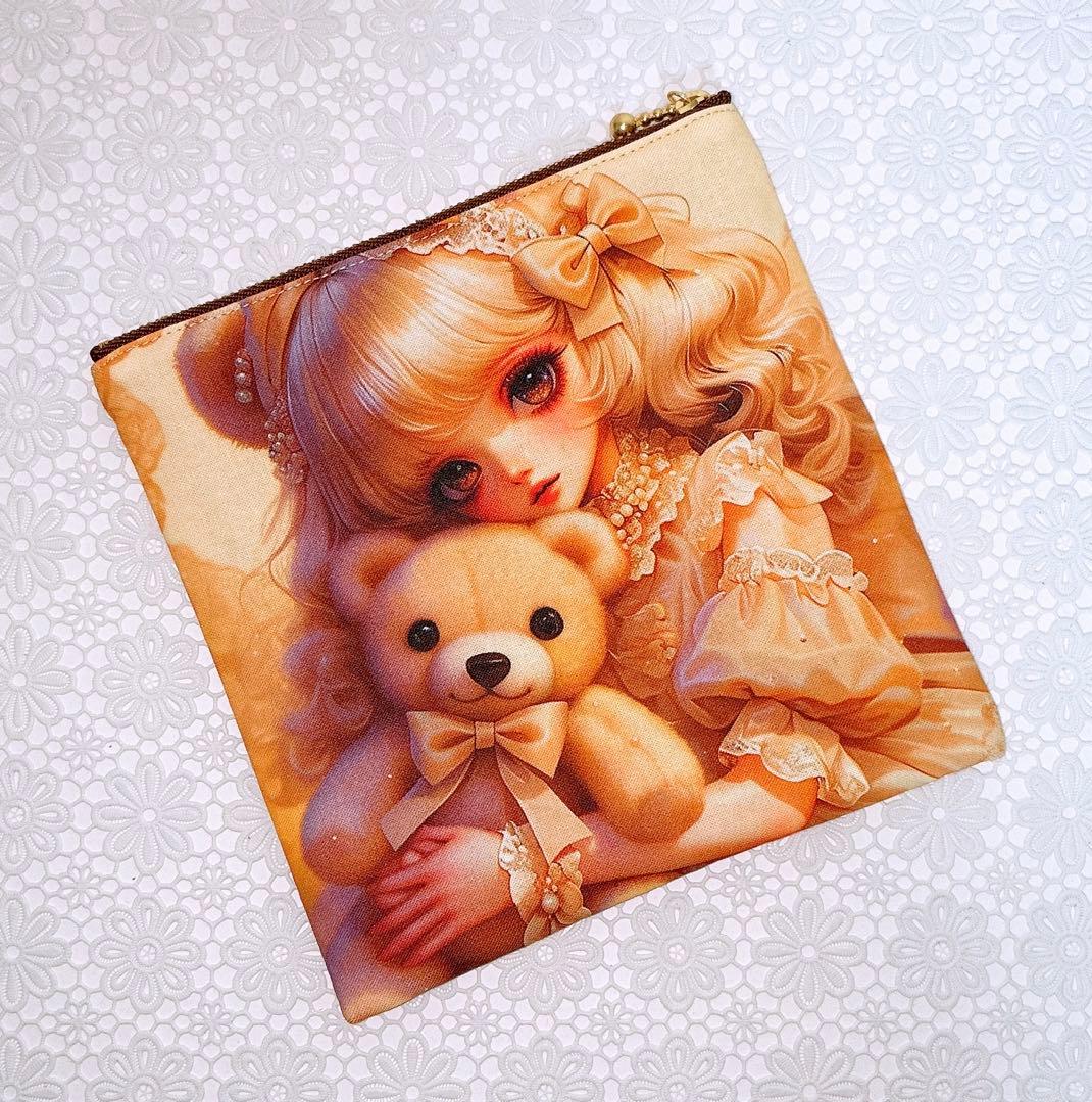 フラットポーチ♡女の子＆ポメラニアン