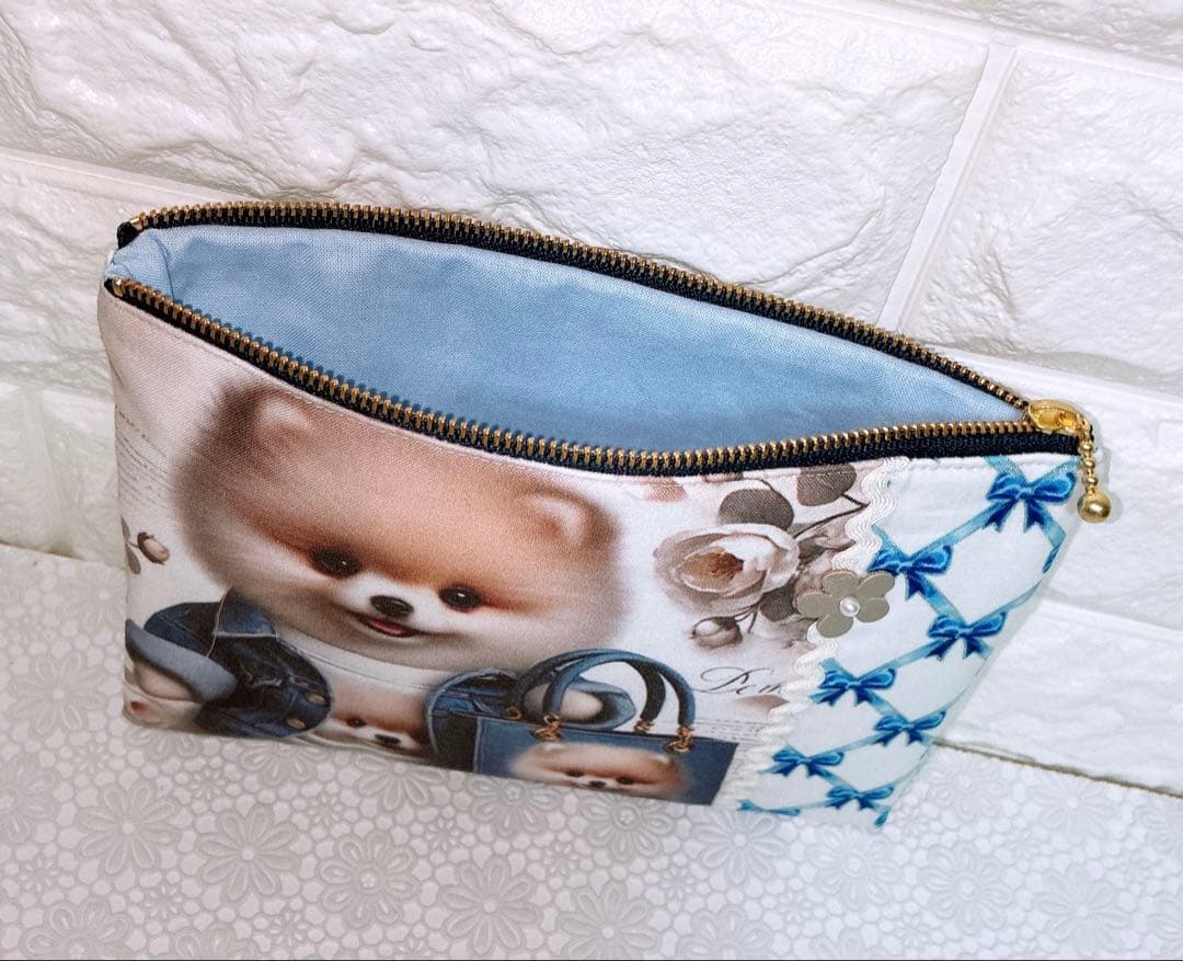 フラットポーチ♡女の子＆ポメラニアン