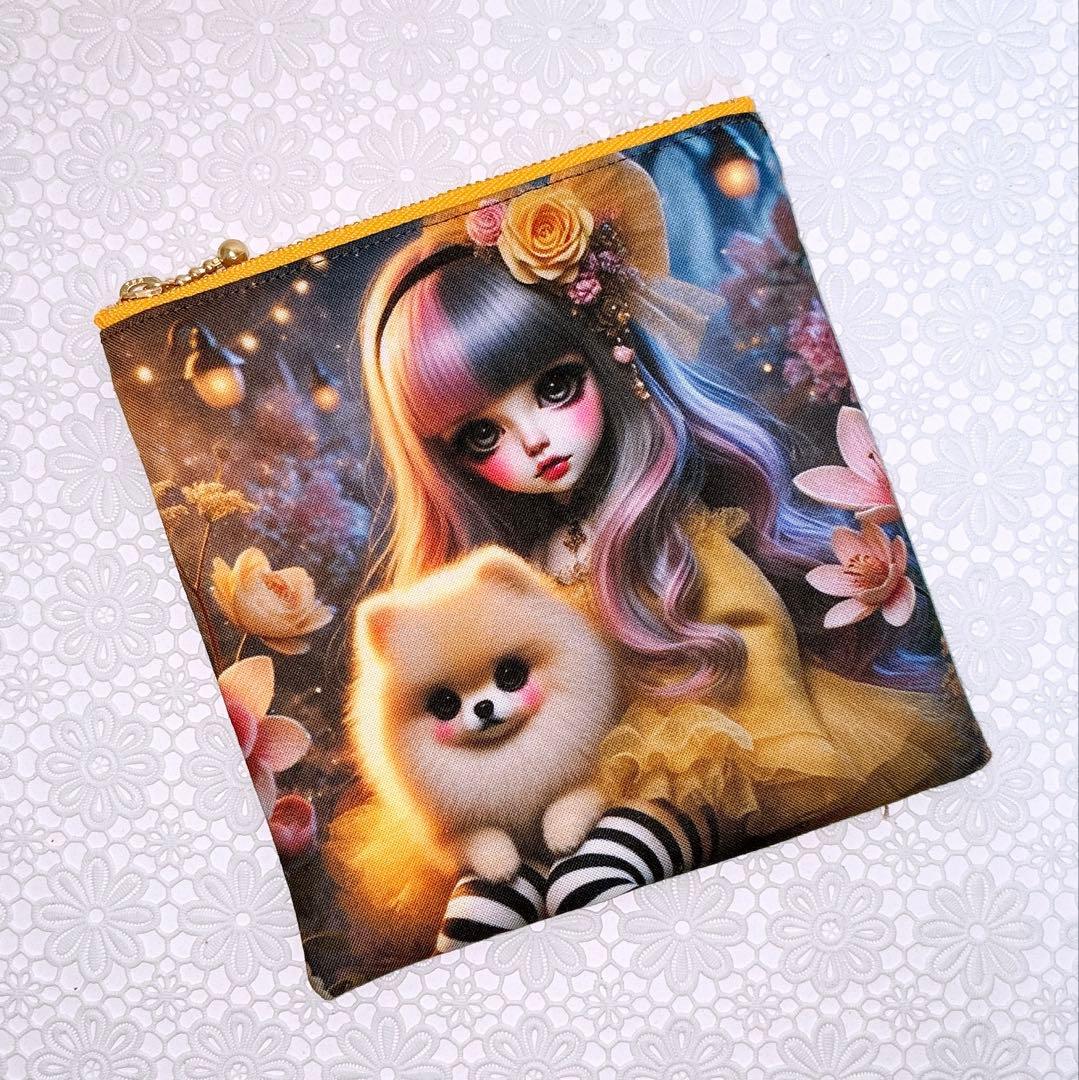 フラットポーチ♡女の子＆ポメラニアン