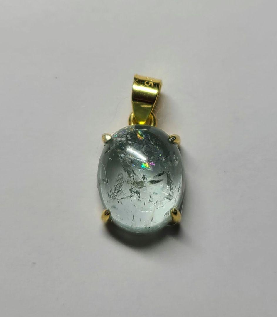 レインボー入り★シーブルーカラートルマリンペンダントトップ★