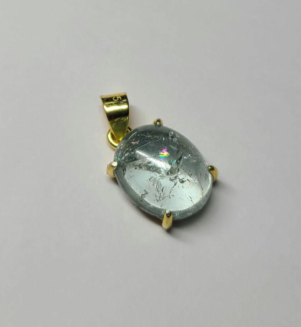 レインボー入り★シーブルーカラートルマリンペンダントトップ★