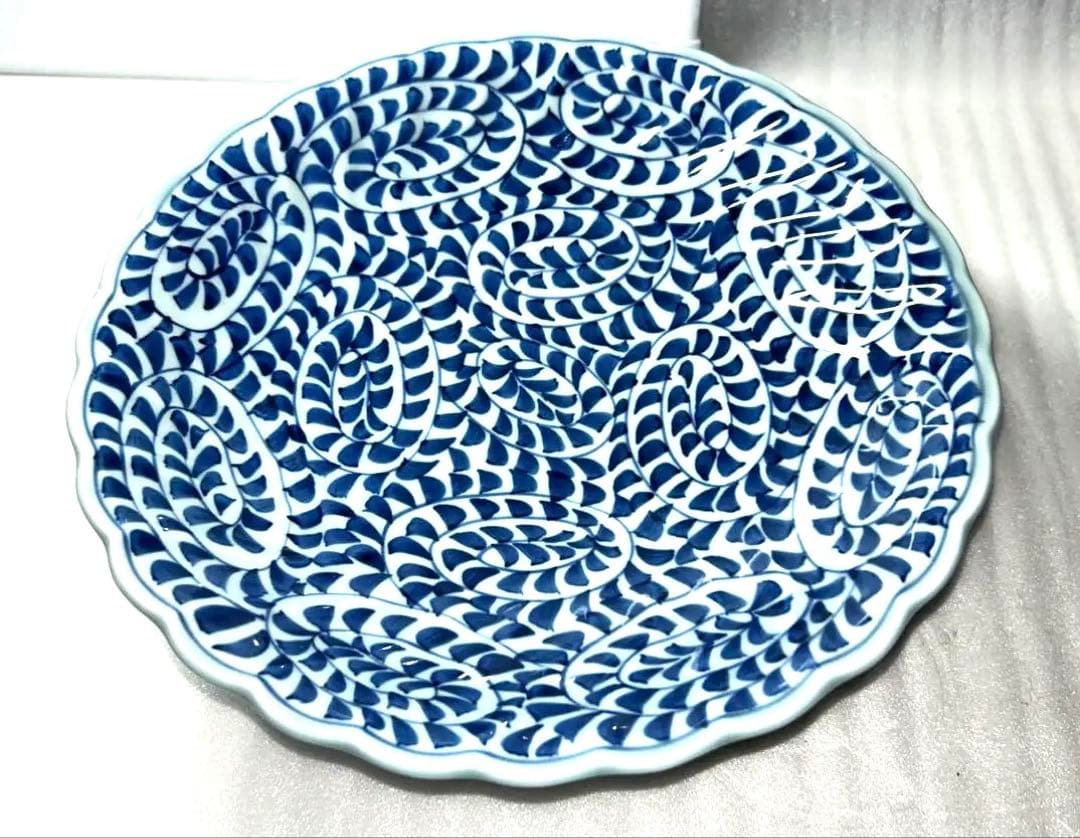 【ビンテージ】有田焼 祥玉窯 染付 蛸唐草 高台鉢