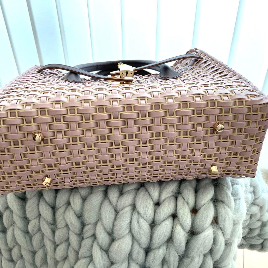 春色　カデナバッグ ハンドバッグ ハンドメイド マットピンク　大