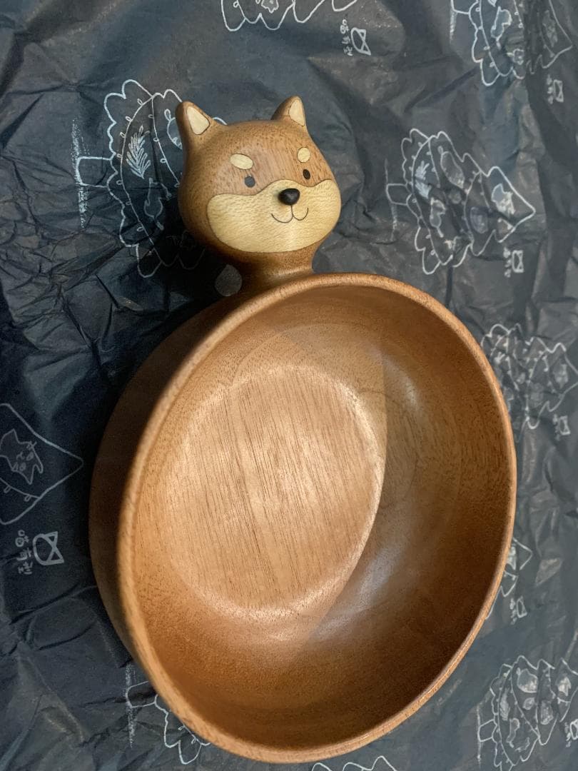 かわいい柴犬 天然木製 子供ご飯茶碗 耐衝撃で安心 おしゃれ食器