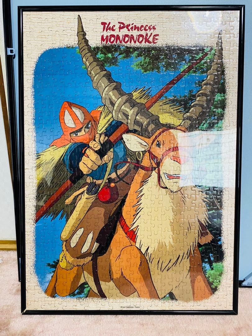 【レトロ】ジブリ　もののけ姫　ジグソーパズル　完成品　額付き