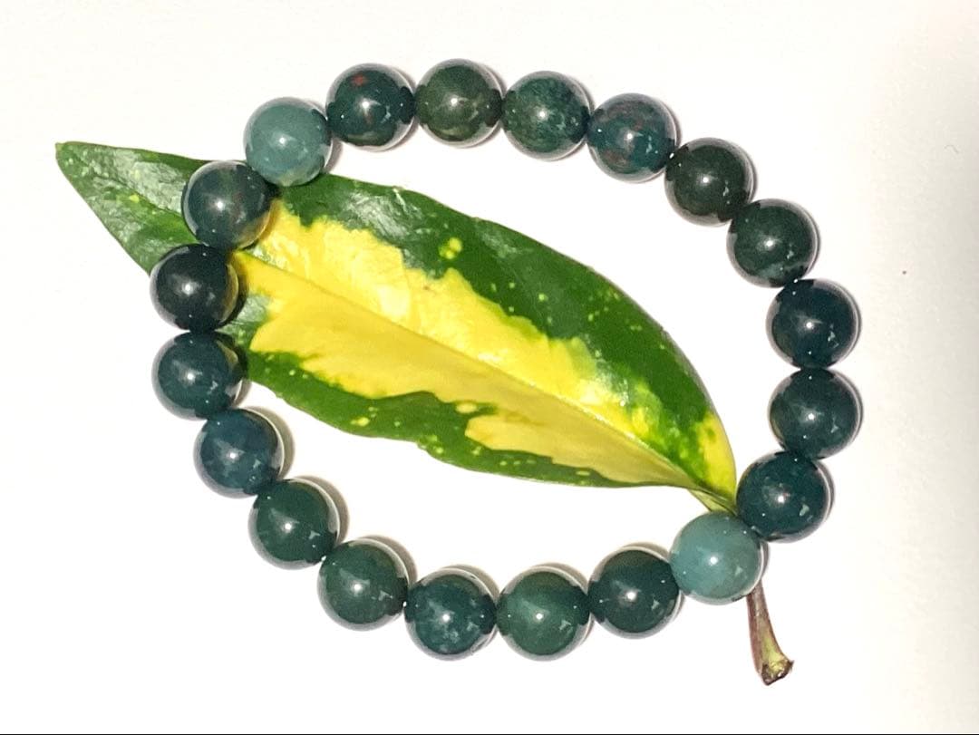 ✳花仙山*出雲石ブレスレット 濃厚青緑 *希少色【碧玉】17cm 鑑別書別無し‼️