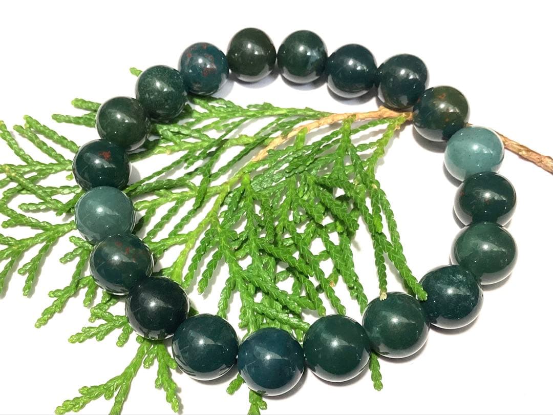 ✳花仙山*出雲石ブレスレット 濃厚青緑 *希少色【碧玉】17cm 鑑別書別無し‼️