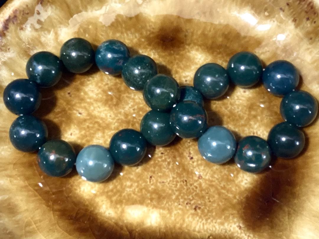 ✳花仙山*出雲石ブレスレット 濃厚青緑 *希少色【碧玉】17cm 鑑別書別無し‼️