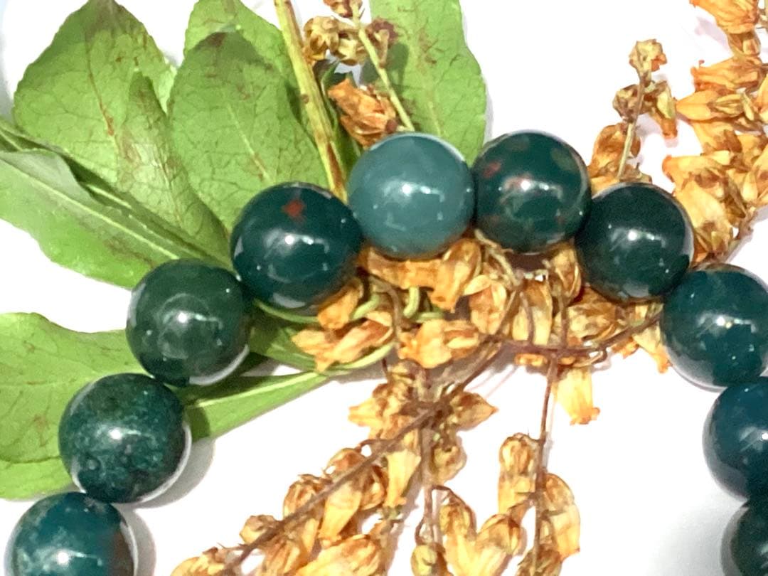 ✳花仙山*出雲石ブレスレット 濃厚青緑 *希少色【碧玉】17cm 鑑別書別無し‼️