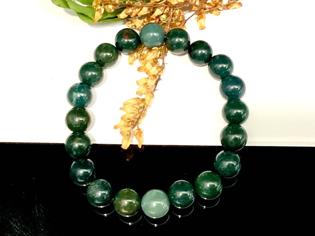 ✳花仙山*出雲石ブレスレット 濃厚青緑 *希少色【碧玉】17cm 鑑別書別無し‼️