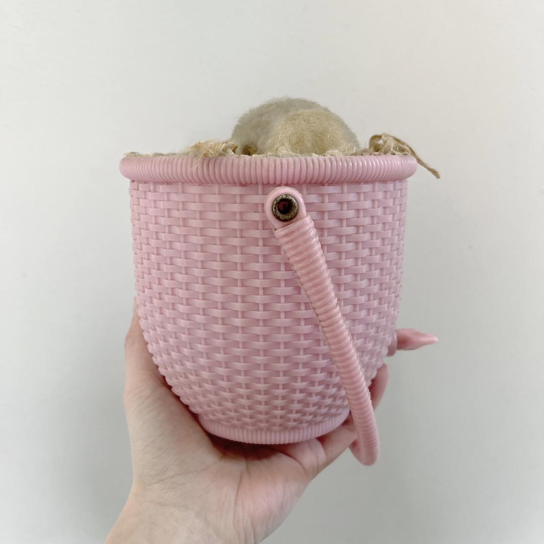 アンティーク　いぬ　犬　ぬいぐるみ　バスケット　ヨーロッパ　ヴィンテージ