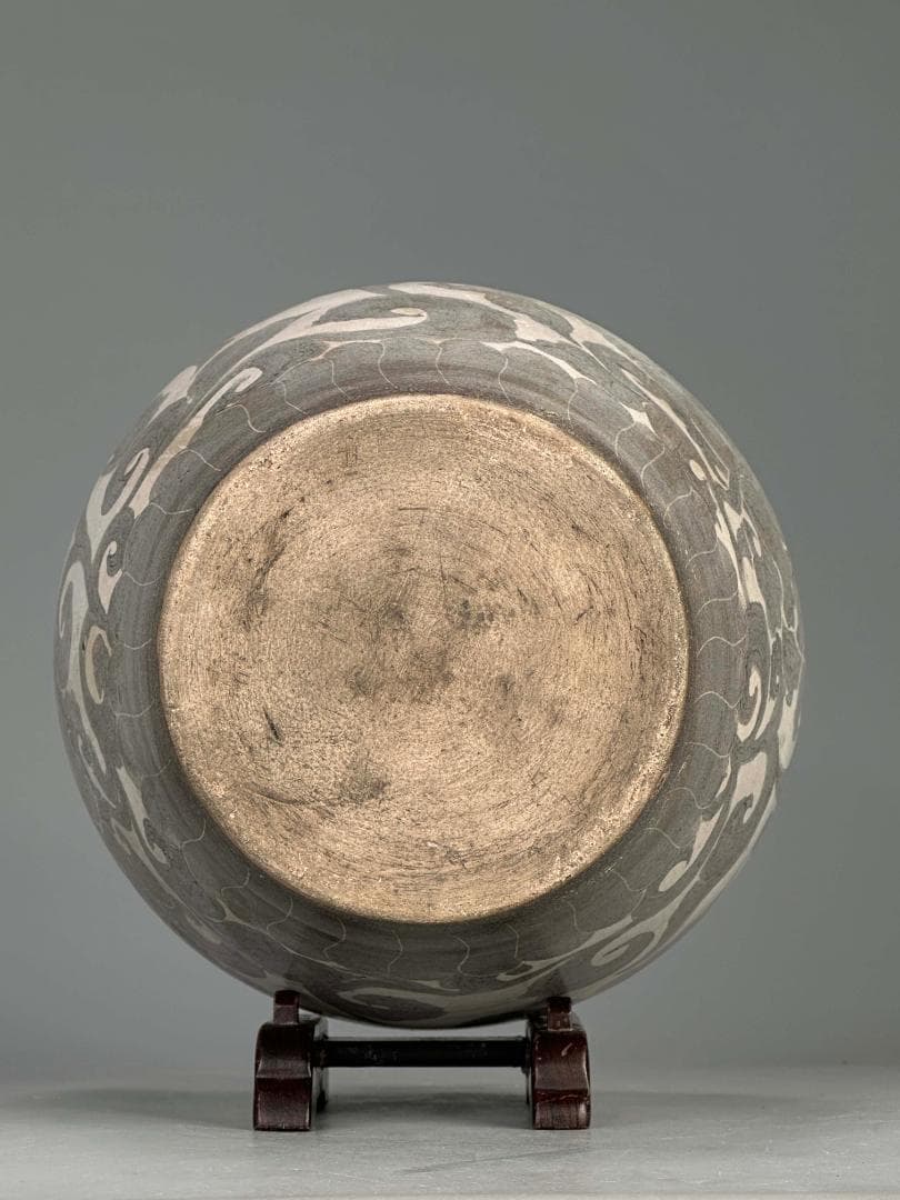 A3-2U中国美術　宋元時代　磁州窯　白磁　鉄絵花卉文壺　唐物　古物　旧家蔵出し