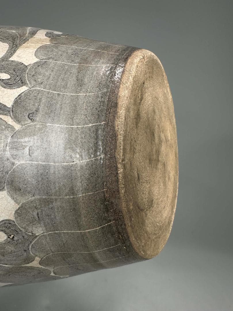 A3-2U中国美術　宋元時代　磁州窯　白磁　鉄絵花卉文壺　唐物　古物　旧家蔵出し