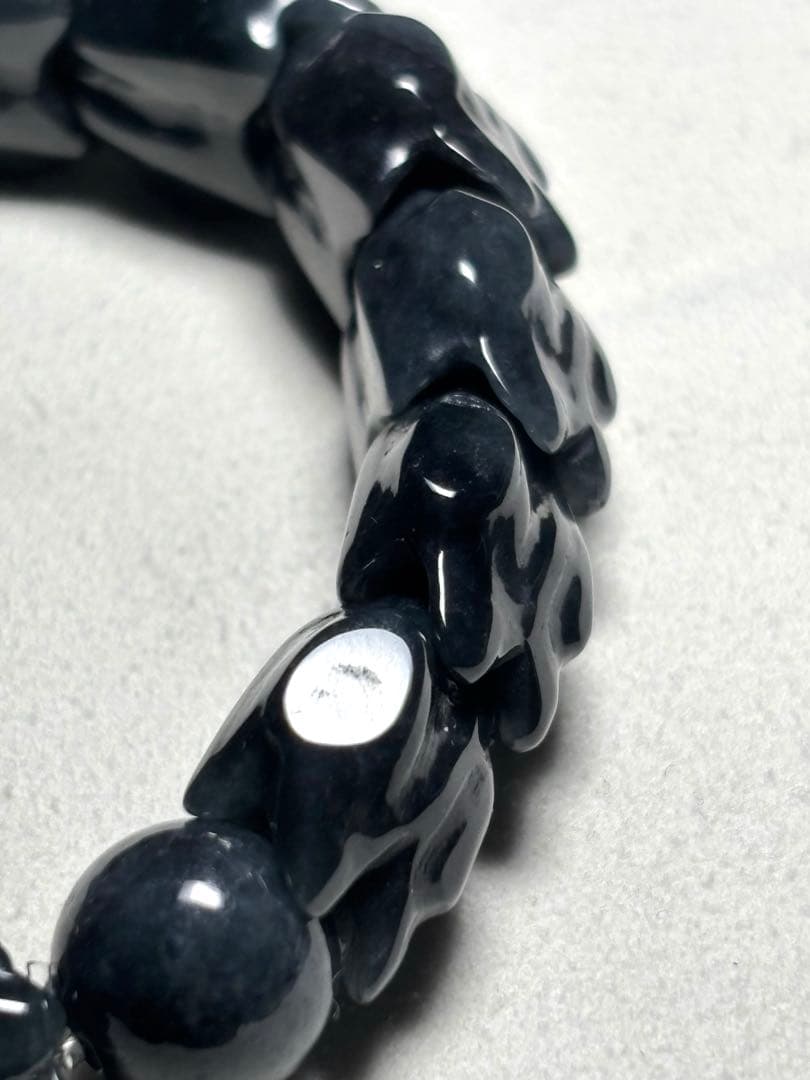 黒翡翠ドラゴンブレスレット15㎜後半（新品未使用）鑑定書付き　高品質　魔除け