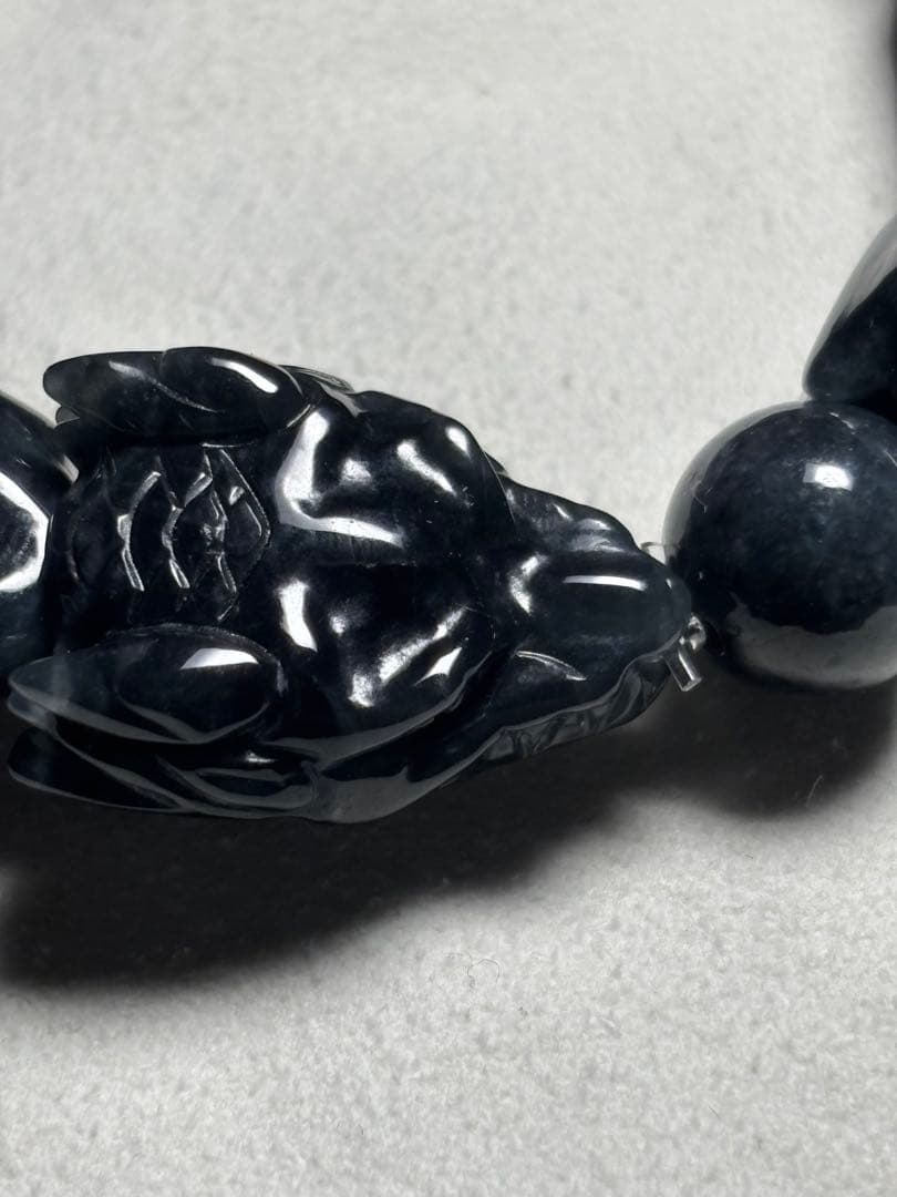 黒翡翠ドラゴンブレスレット15㎜後半（新品未使用）鑑定書付き　高品質　魔除け