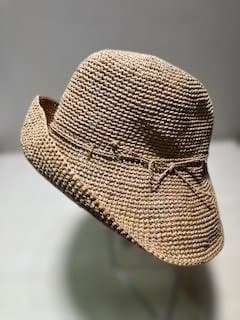 サンアルシデ　FUNNYHATベージュ ストローバケットハット リボン付き