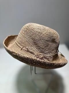 サンアルシデ　FUNNYHATベージュ ストローバケットハット リボン付き