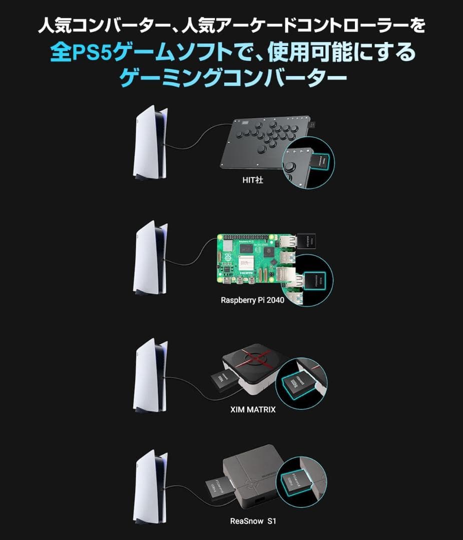PS5用 ゲーミングコンバーター 1000Hz 超低遅延 日本語マニュアル付