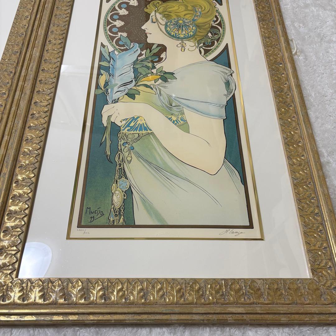 【大型作品】アルフォンス ミュシャ リトグラフ 真作 2点 桜草 羽根