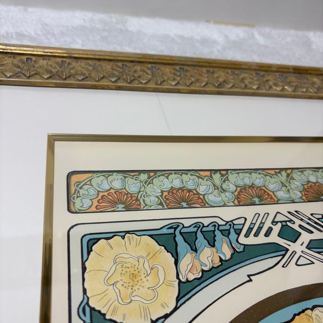 【大型作品】アルフォンス ミュシャ リトグラフ 真作 2点 桜草 羽根