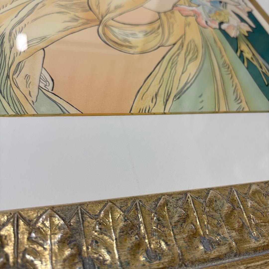 【大型作品】アルフォンス ミュシャ リトグラフ 真作 2点 桜草 羽根