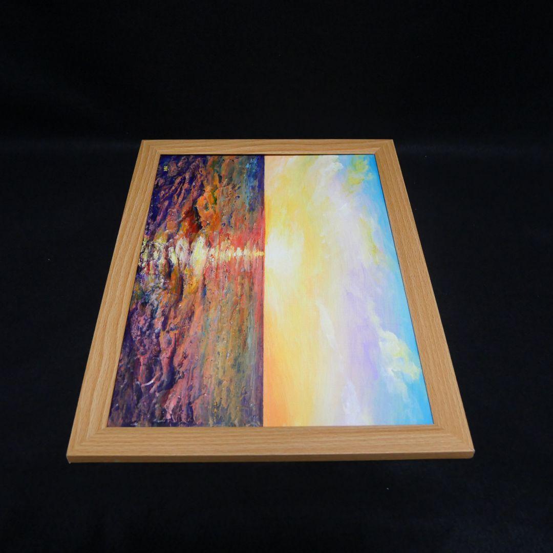 油絵 油彩 油彩画 絵 絵画【朝日に輝く海】