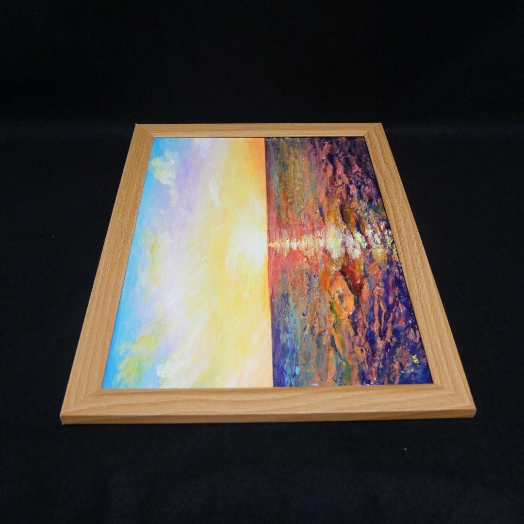 油絵 油彩 油彩画 絵 絵画【朝日に輝く海】