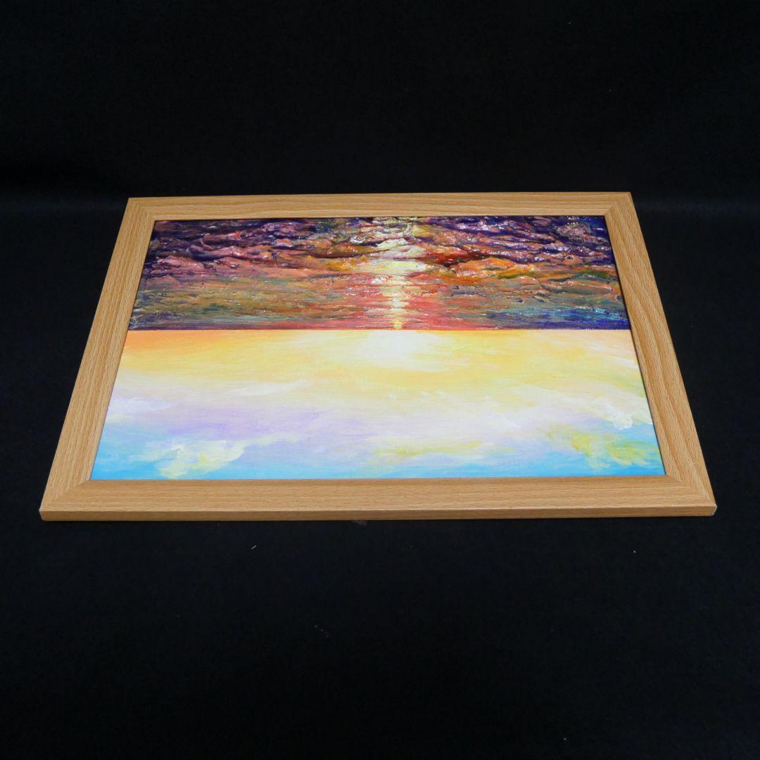 油絵 油彩 油彩画 絵 絵画【朝日に輝く海】