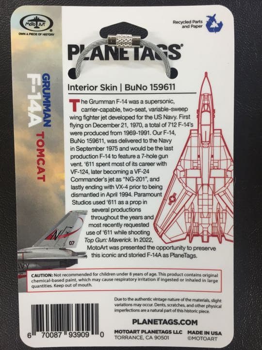 F-14Aトムキャット PLANETAGS フライトタグキーホルダーTOPGUN