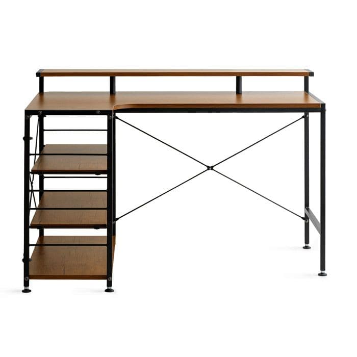 【美品】デスク 机 幅120cm 木製天板 スチール脚 収納 おしゃれ シンプル