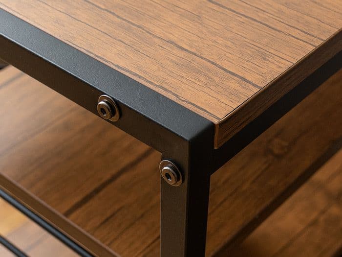 【美品】デスク 机 幅120cm 木製天板 スチール脚 収納 おしゃれ シンプル