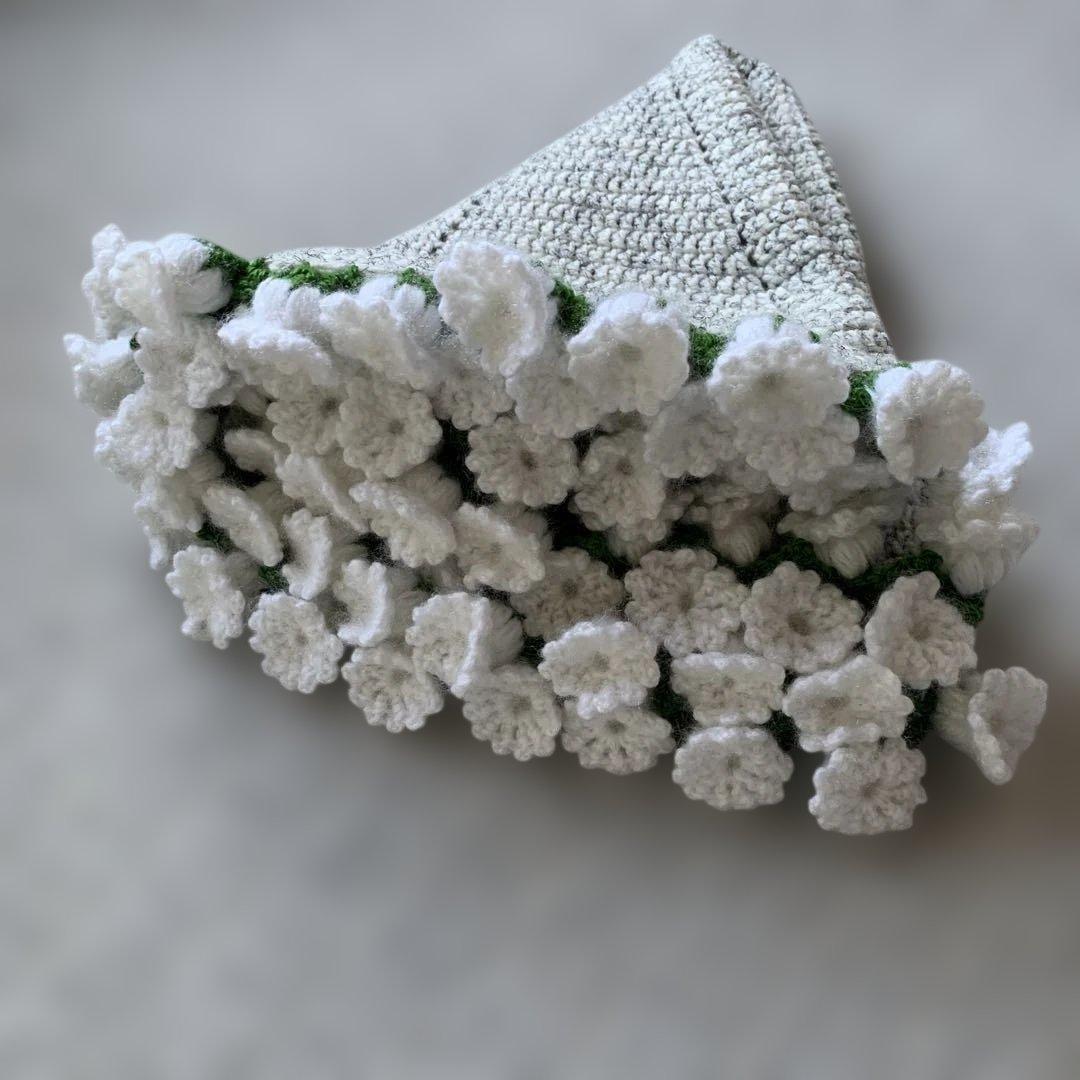 フラワーブーケブランケット・花束ブランケット・モノトーン・すずらん