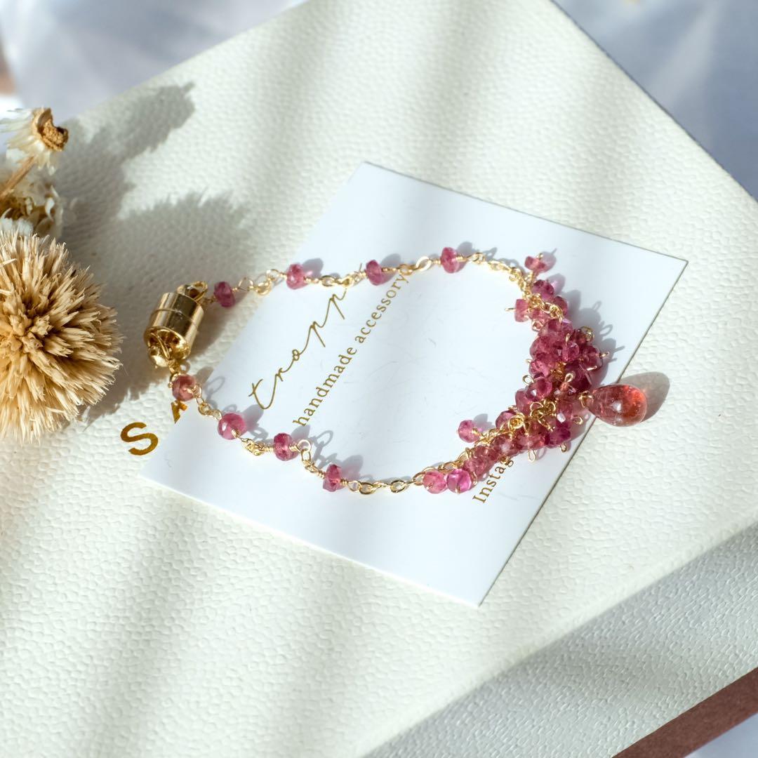 白妙 ♦︎14kgfルベライト・パパラチアトルマリンブレスレット