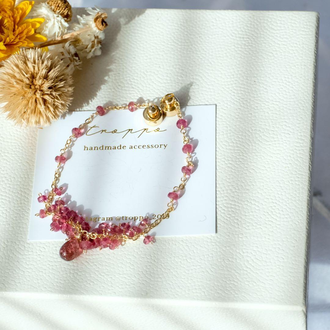 白妙 ♦︎14kgfルベライト・パパラチアトルマリンブレスレット