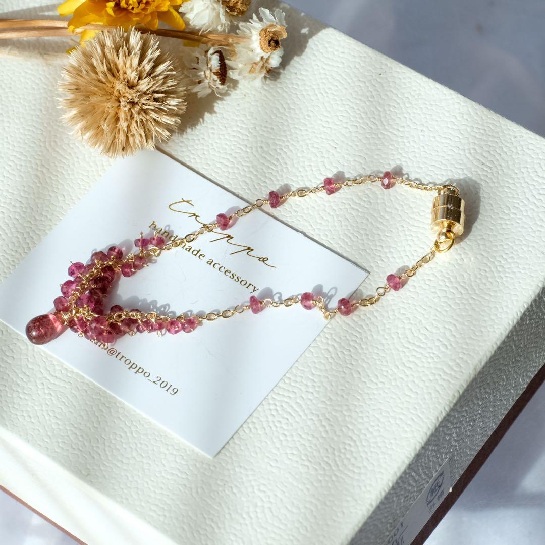 白妙 ♦︎14kgfルベライト・パパラチアトルマリンブレスレット