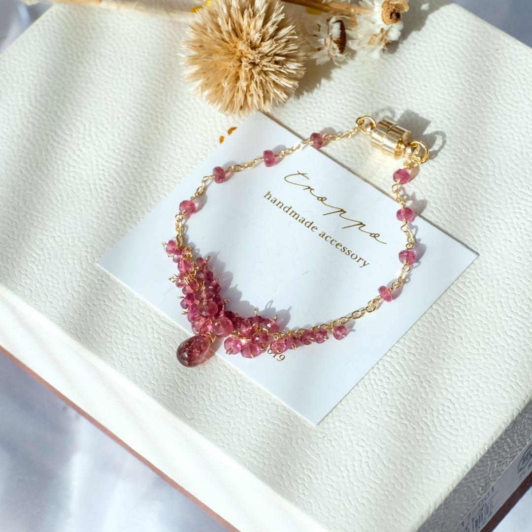 白妙 ♦︎14kgfルベライト・パパラチアトルマリンブレスレット