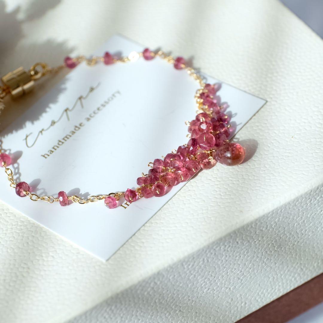 白妙 ♦︎14kgfルベライト・パパラチアトルマリンブレスレット