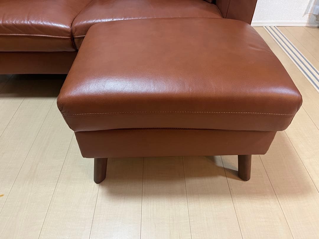ニトリブラウンレザーカウチソファ 2人掛け