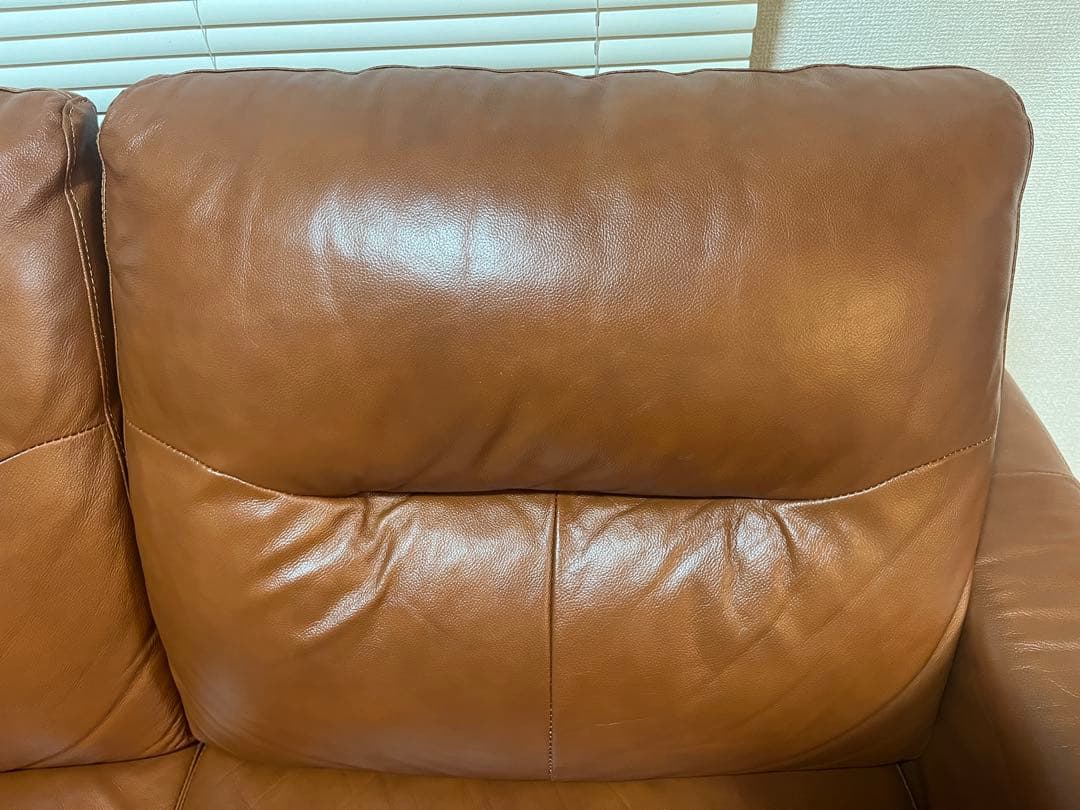 ニトリブラウンレザーカウチソファ 2人掛け
