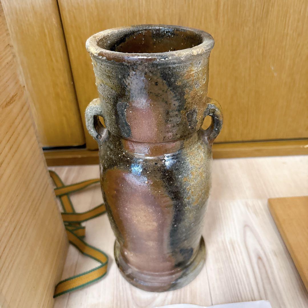 備前焼　山本宗秀　陶器製花瓶 出彩　岡山県重要無形文化財保持者