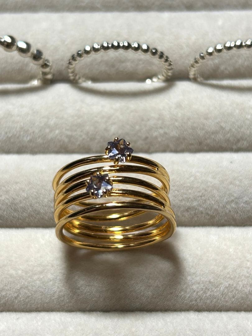 シルバー925 ゴールドリング 4本セット 13号　レディース　10g