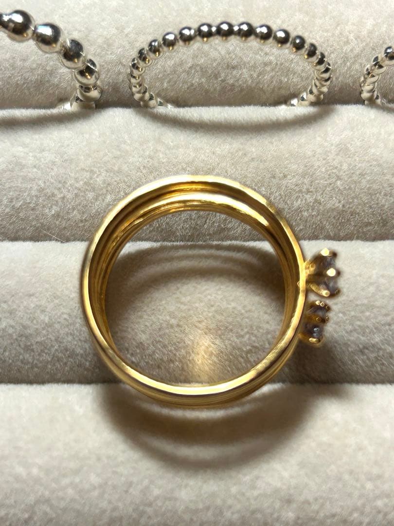 シルバー925 ゴールドリング 4本セット 13号　レディース　10g