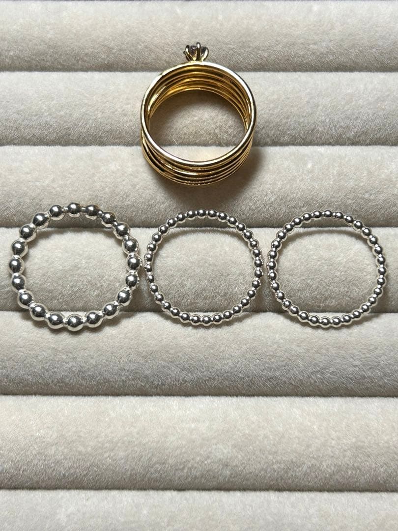 シルバー925 ゴールドリング 4本セット 13号　レディース　10g